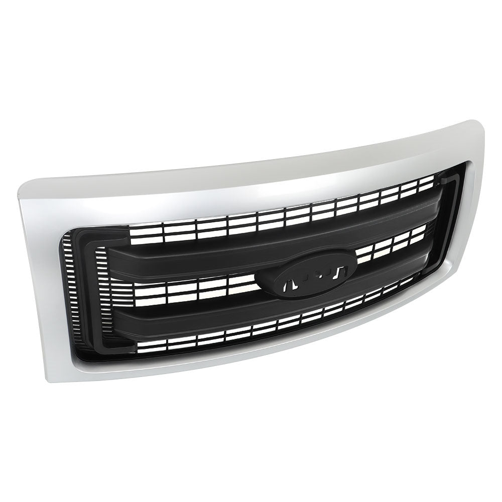 TOPPARTZ Front Upper Bumper Grill For 2009-2014  Ford F-150 Silver&Black Grille