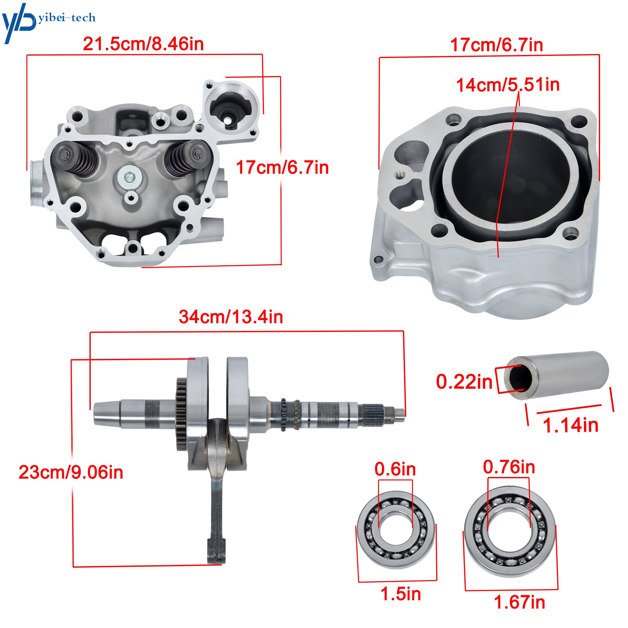 Cylinder Head Crankshaft Rebuild Kit Bearing For Honda TRX420 2009-2024