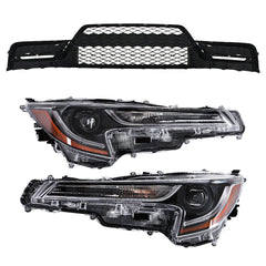 TOPPARTZ Set Front Grill&Headlights Assembly For 2023-2024 Toyota Corolla Black