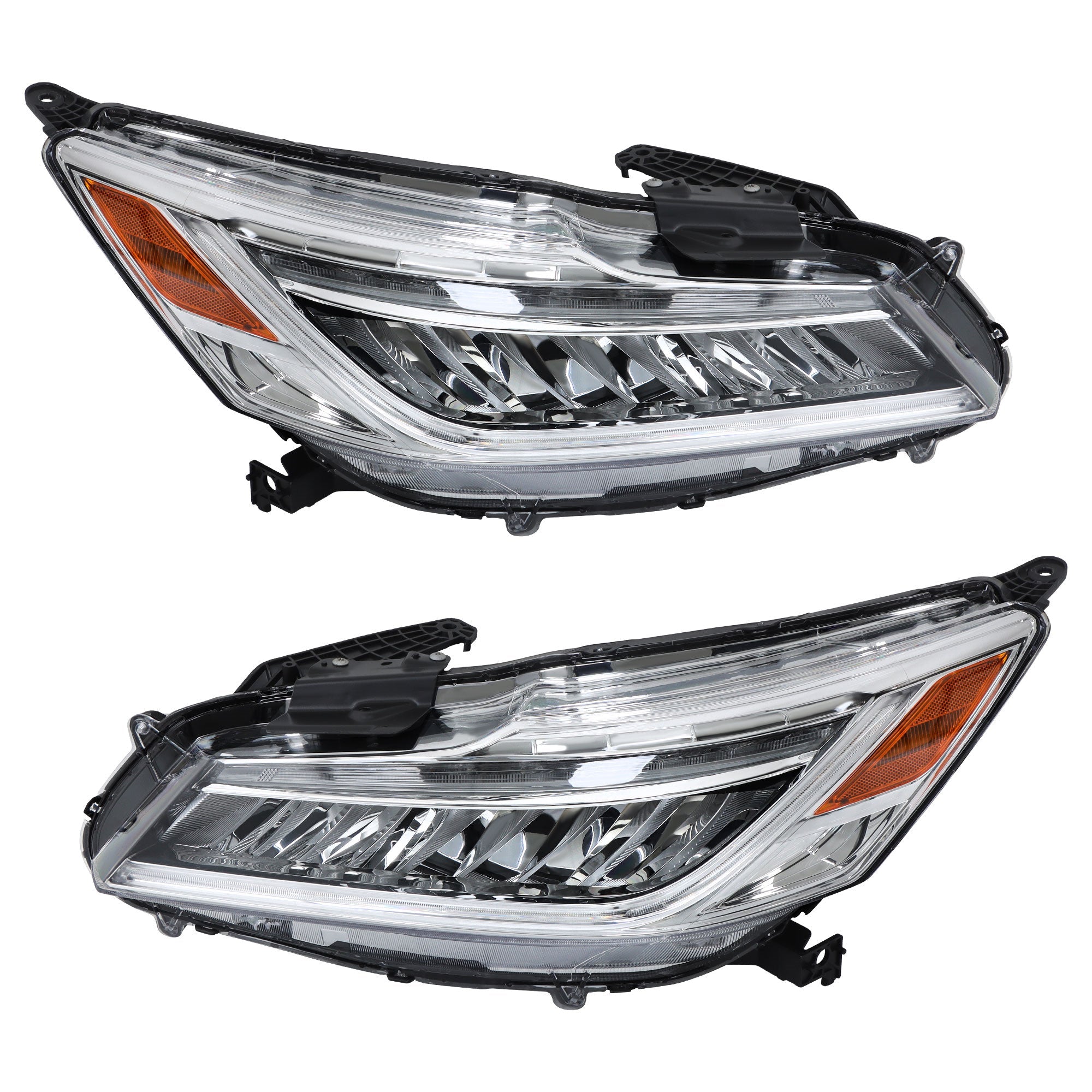 TOPPARTZ Right+Left Full LED Headlights Chrome For 2016-2017 Honda Accord Sedan