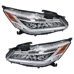 TOPPARTZ Right+Left Full LED Headlights Chrome For 2016-2017 Honda Accord Sedan