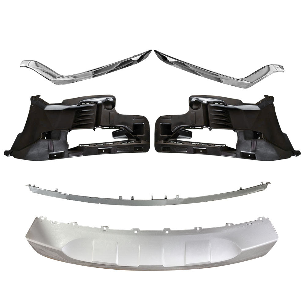 TOPPARTZ Front Bumper Skid Plate+Molding Trim+Brackets For 2018-19 Ford Explorer