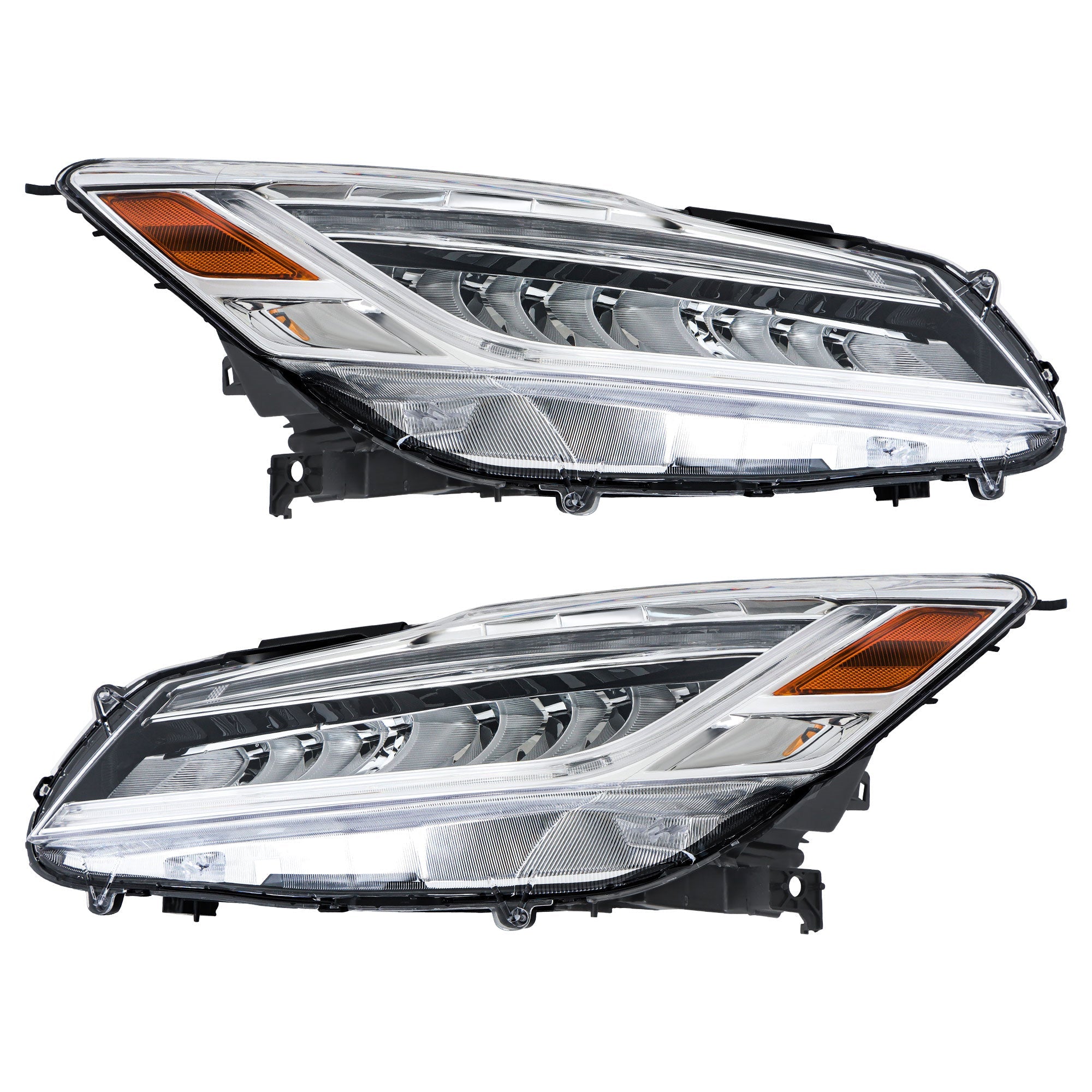 TOPPARTZ Right+Left Full LED Headlights Chrome For 2016-2017 Honda Accord Sedan