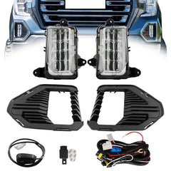 TOPPARTZ Front LED Fog Lights Lamps W/Bezels For 2019-2021 GMC Sierra 1500 AT4