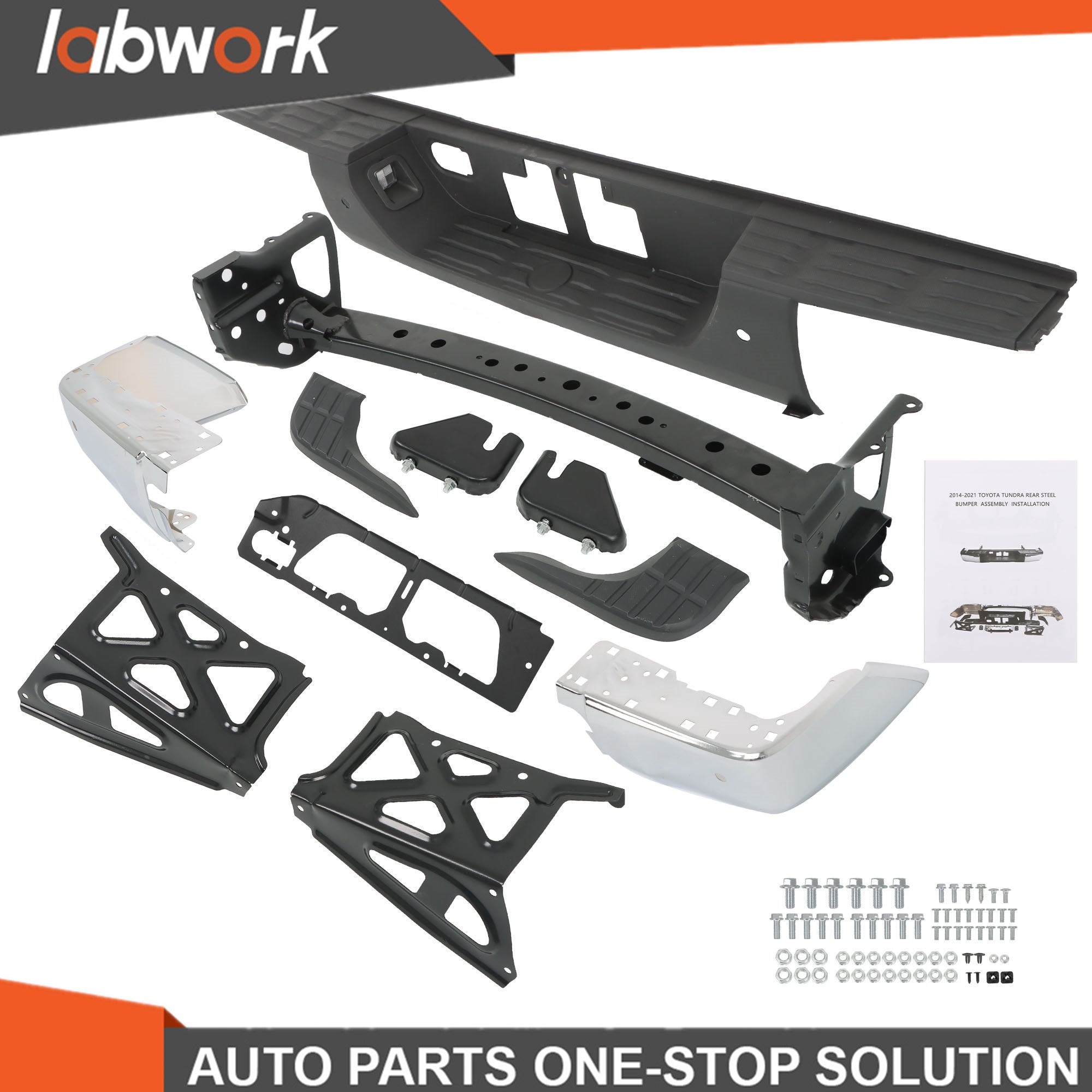 TOPPARTZ Chrome Rear Step Bumper Assembly For 2014-21 Toyota Tundra W/Sensor Hole