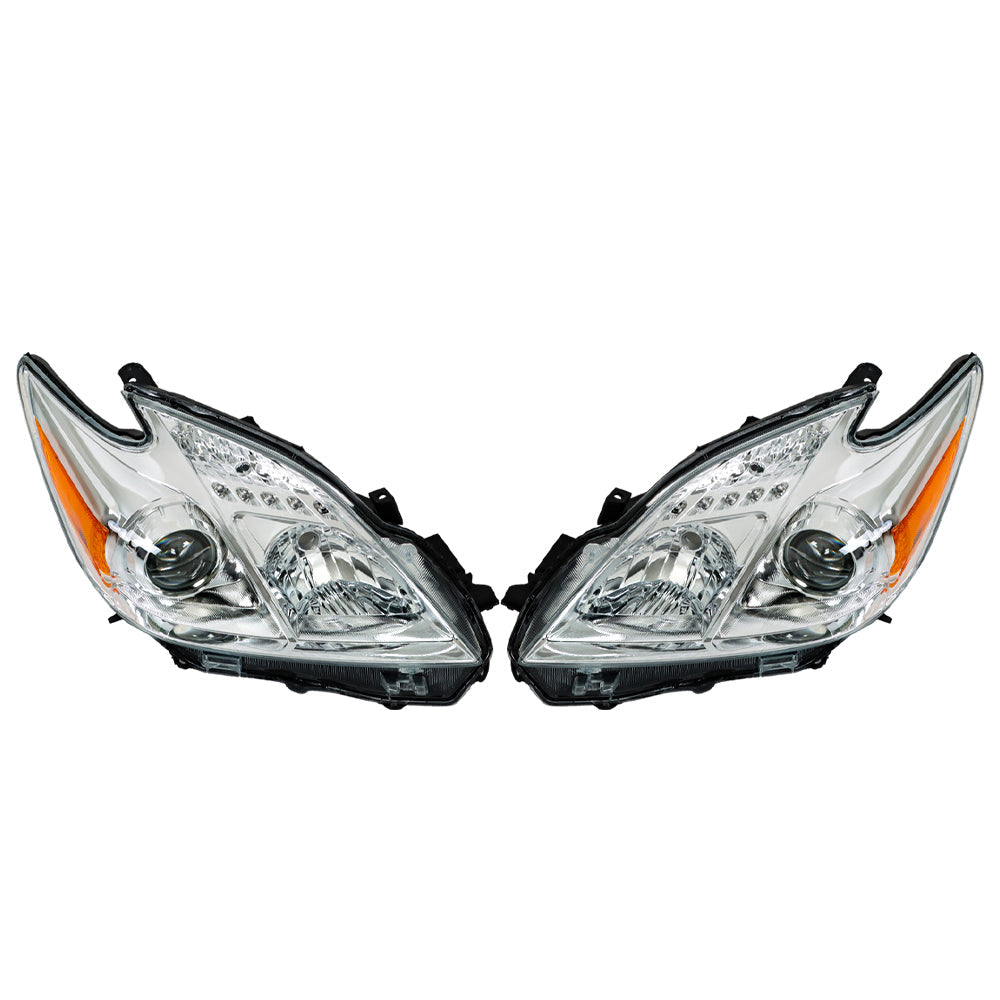 TOPPARTZ LH+RH Headlights Headlamps For Toyota Prius 2012-2015 Driver & Passenger