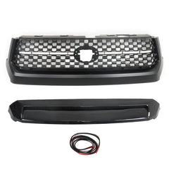 TOPPARTZ Front Grille+Hood Bulge Molding For 2014-2019 2020 Toyota Tundra Black