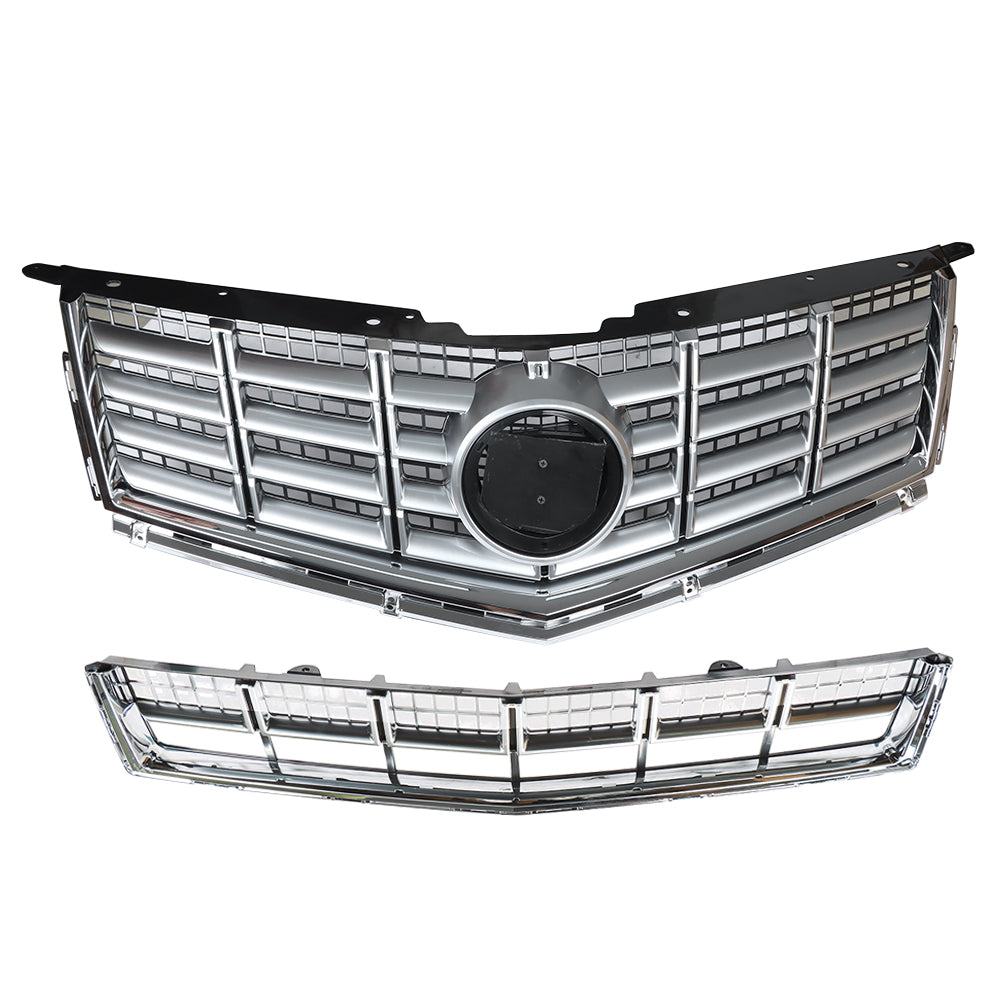 TOPPARTZ Front Bumper Upper+Lower Grille Chrome Set For 2013-2016 Cadillac SRX