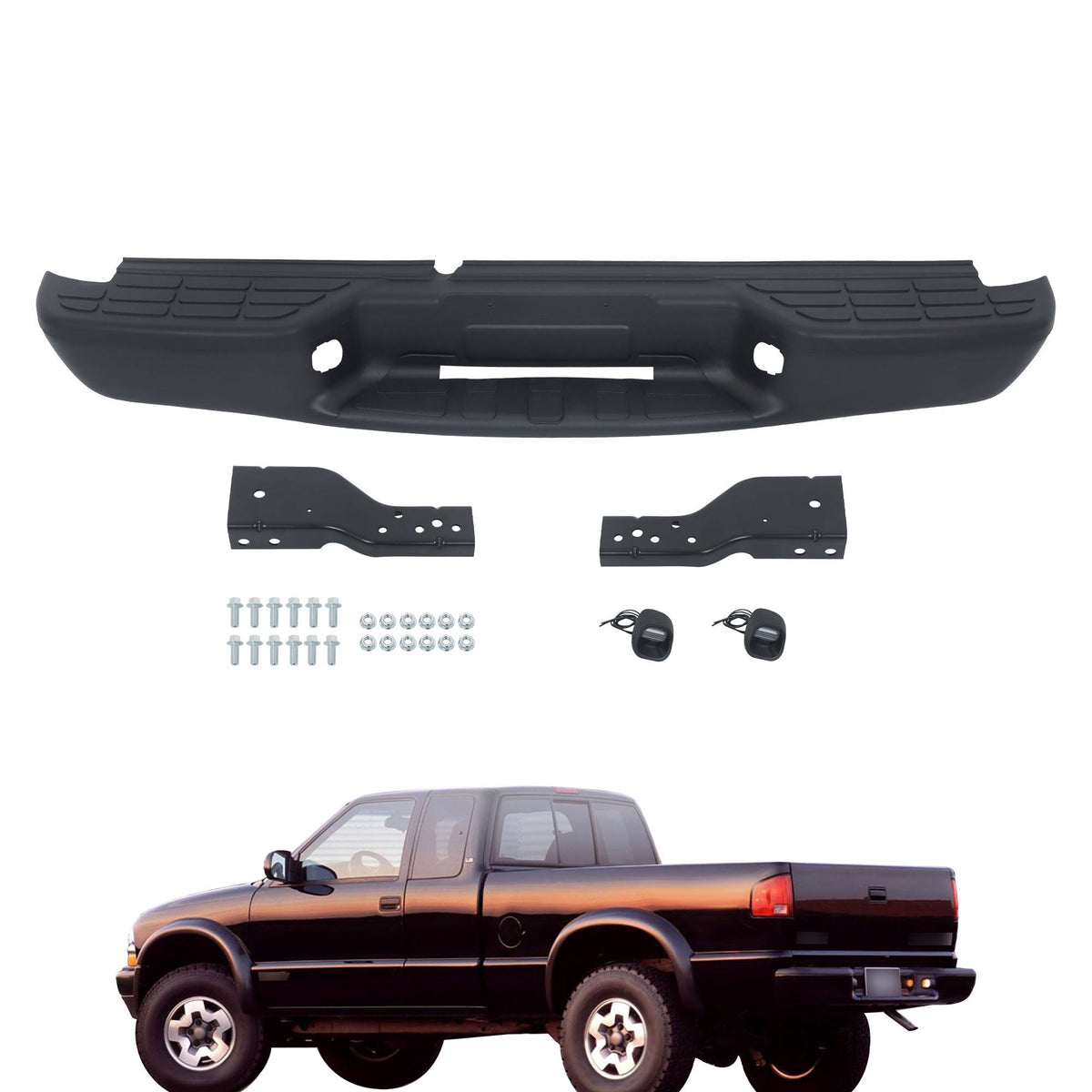 TOPPARTZ Rear Bumper Assembly For 1998-2004 Chevrolet S10 GMC Sonoma Fleetside