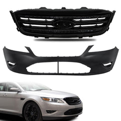 TOPPARTZ Front Bumper Cover+Front Bumper Grille Black For 2010-2012 Ford Taurus
