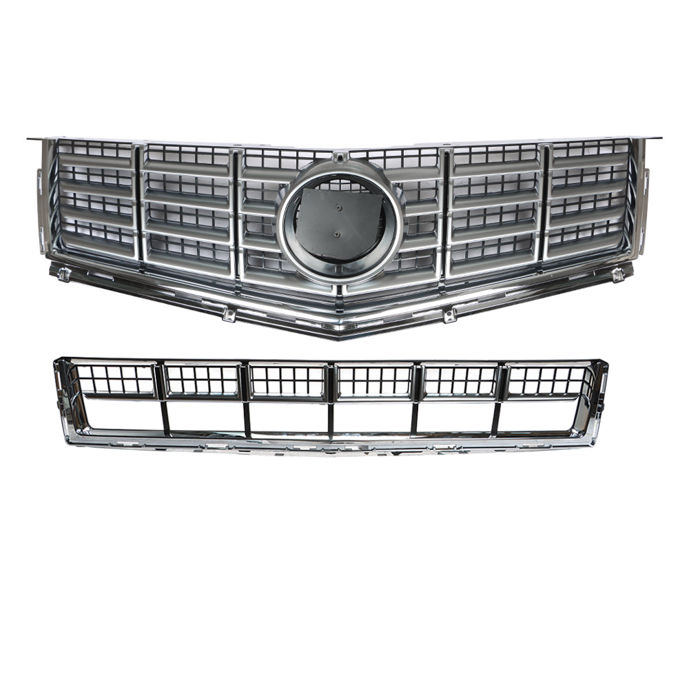 TOPPARTZ Front Bumper Upper+Lower Grille Chrome Set For 2013-2016 Cadillac SRX