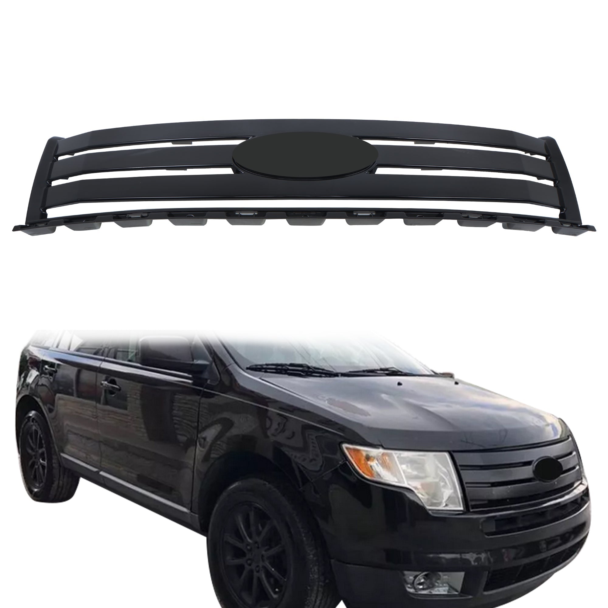 TOPPARTZ Front Bumper Upper Grille Gloss Black For 2007 2008-2010 Ford Edge