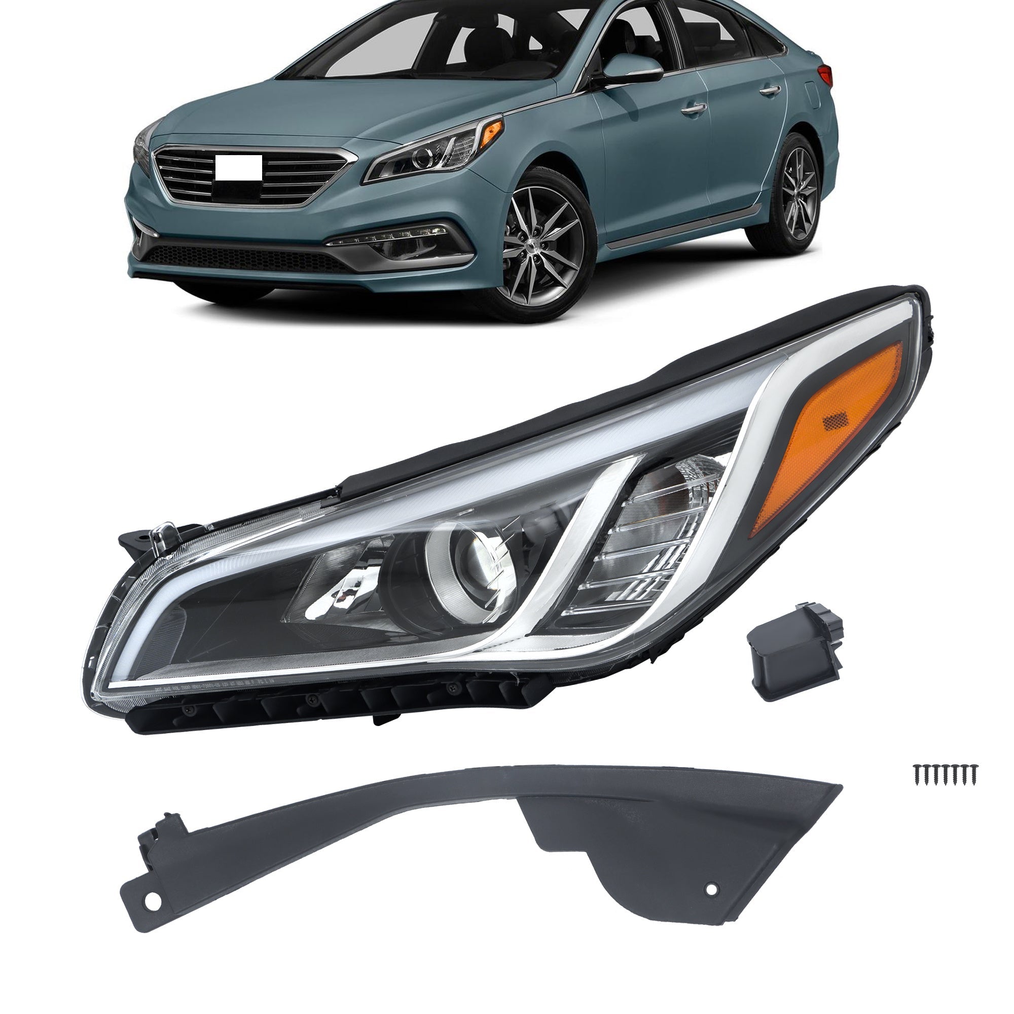 TOPPARTZ Left Side Headlights Assembly For 2015-2017 Hyundai Sonata Chrome Clear