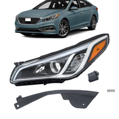 TOPPARTZ Left Side Headlights Assembly For 2015-2017 Hyundai Sonata Chrome Clear