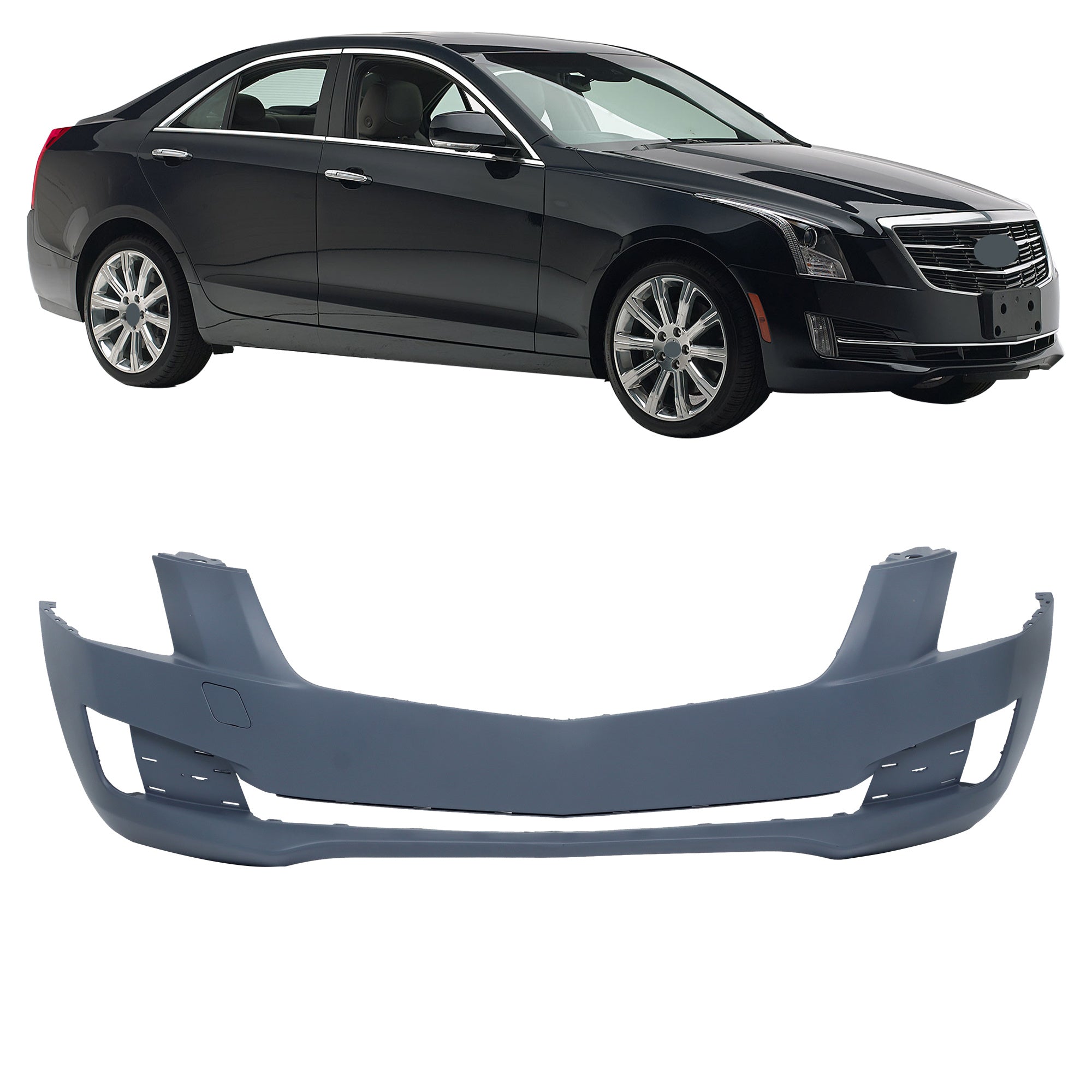 TOPPARTZ Front Bumper Cover For 2013-14 Cadillac ATS w/o Park Assist Sensor Holes