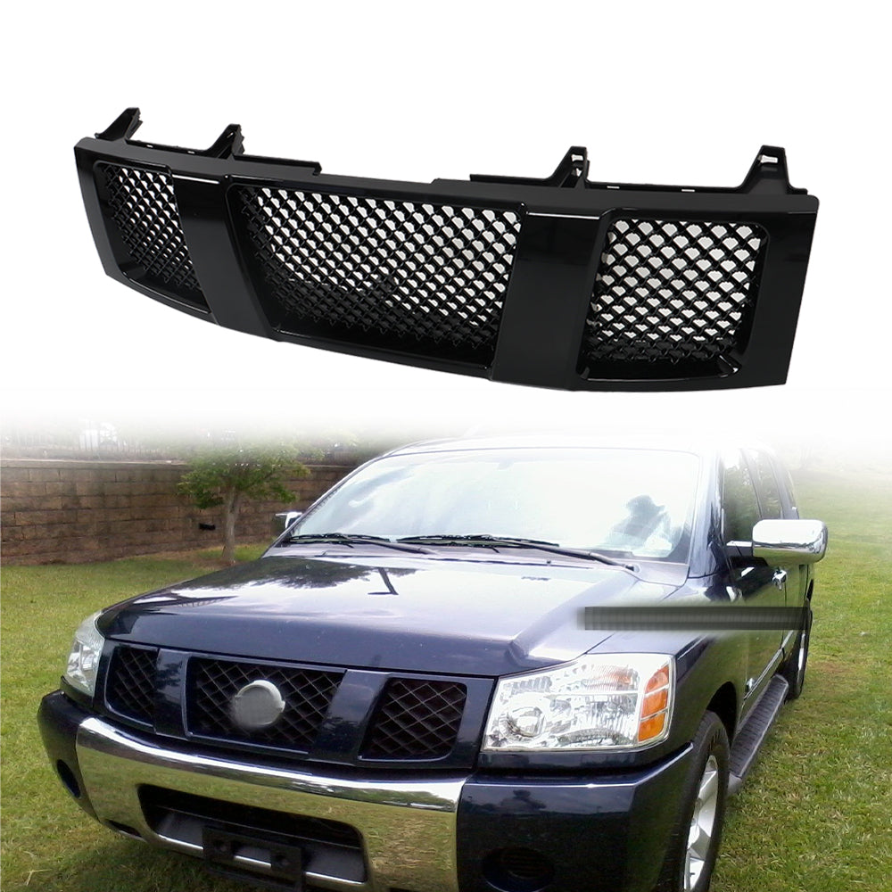 TOPPARTZ Mesh Front Bumper Grille Glossy Black For 2004-2007 Titan/Armada