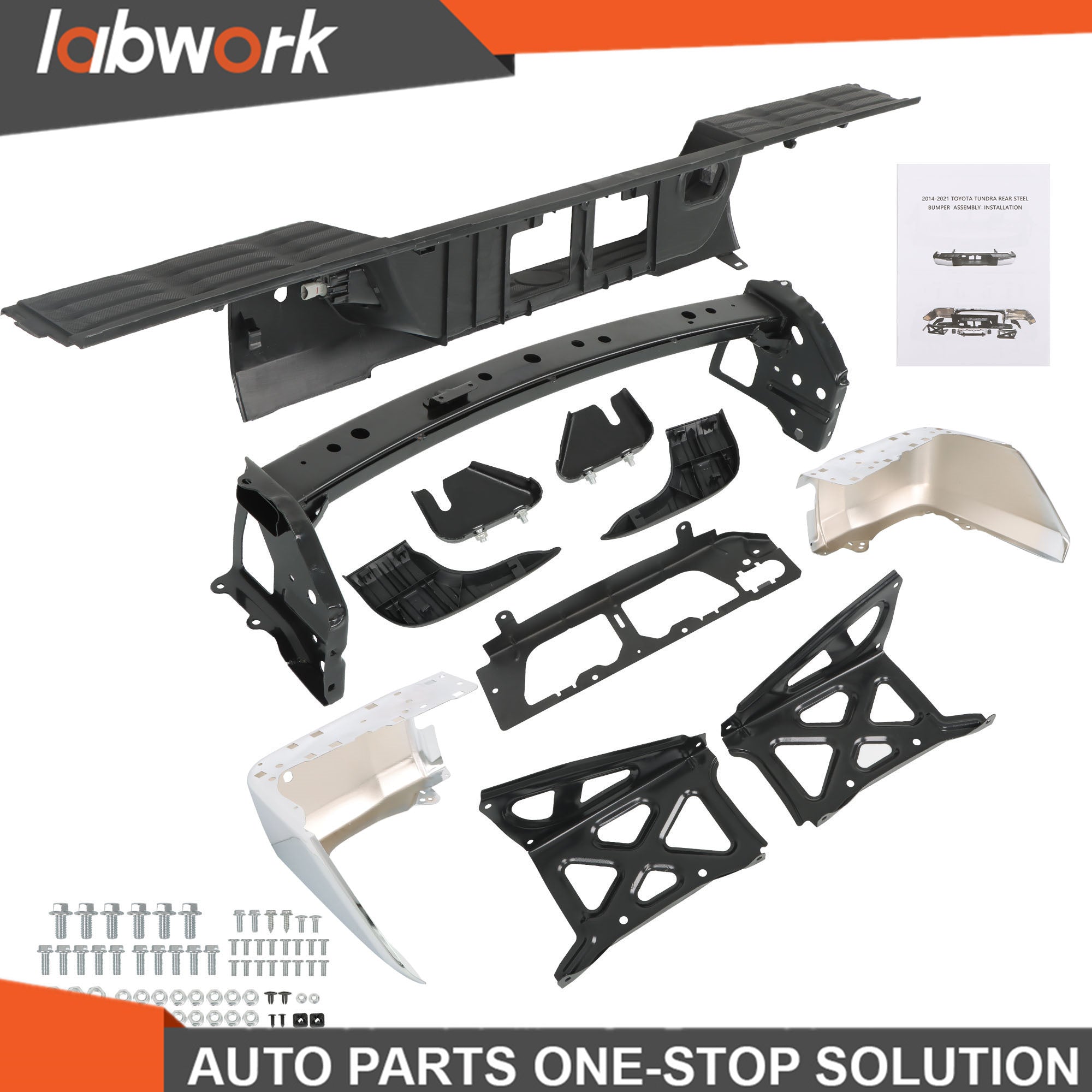 TOPPARTZ Chrome Rear Step Bumper Assembly For 2014-21 Toyota Tundra W/Sensor Hole