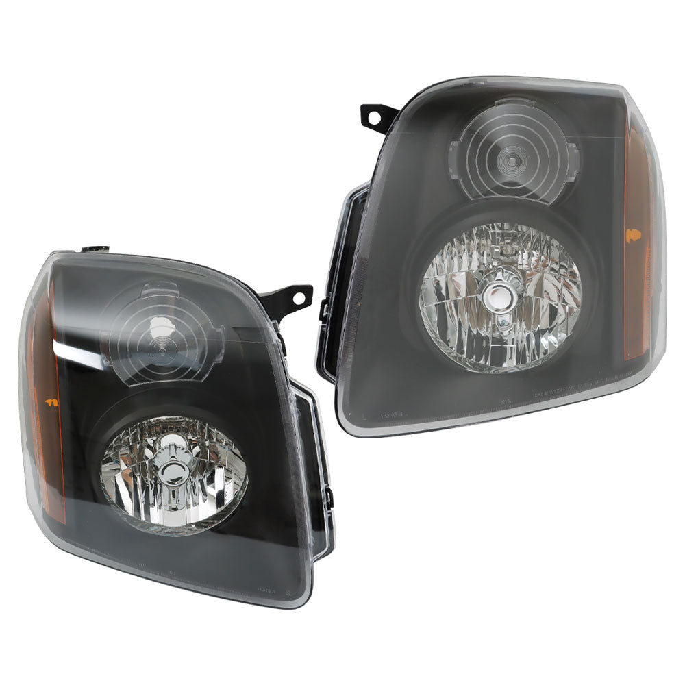TOPPARTZ Left+Right Headlights For 2007-2014 GMC Yukon Denali XL1500 2500 Black