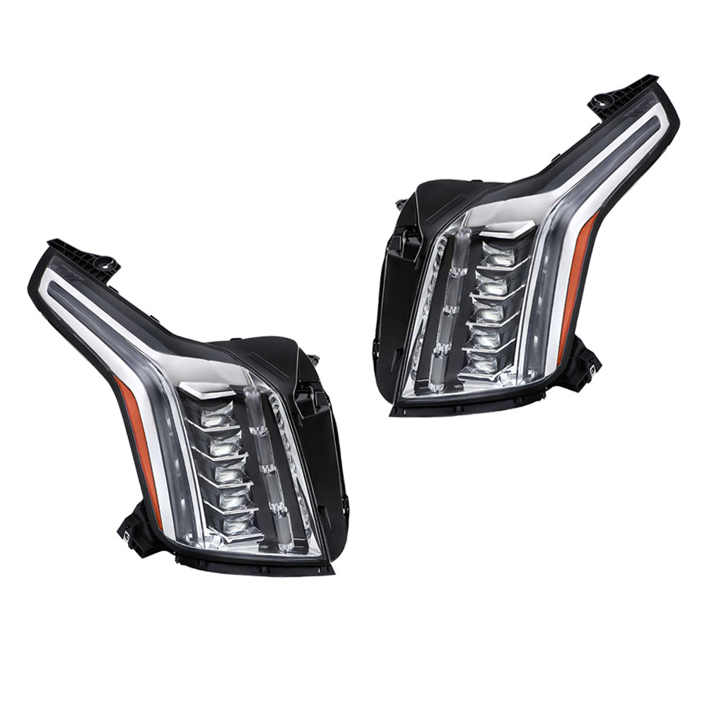 TOPPARTZ RH+LH Headlights For 2015-2020 Cadillac Escalade LED Black Housing Clear
