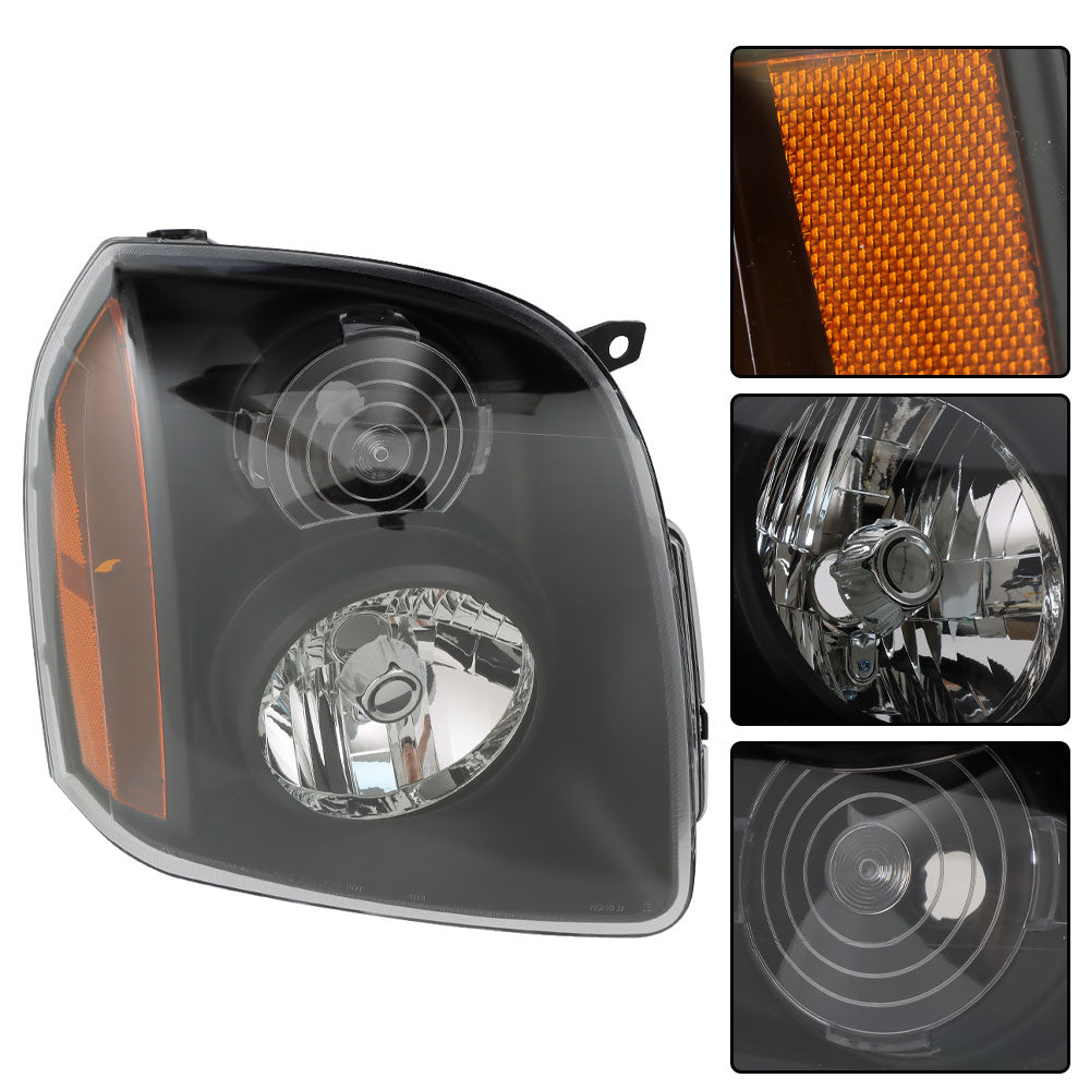TOPPARTZ Left+Right Headlights For 2007-2014 GMC Yukon Denali XL1500 2500 Black