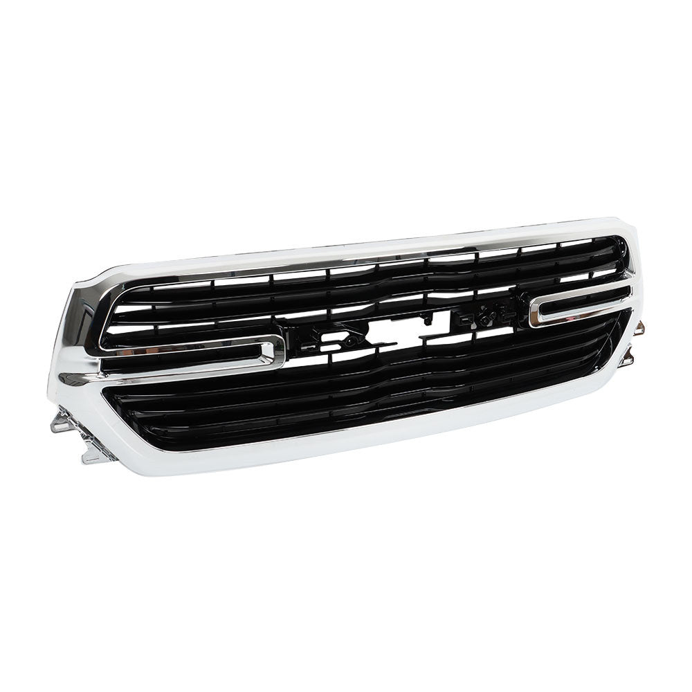 TOPPARTZ Front Chrome Grille Grill Assembly Black Trim For 19-22 Dodge Ram 1500