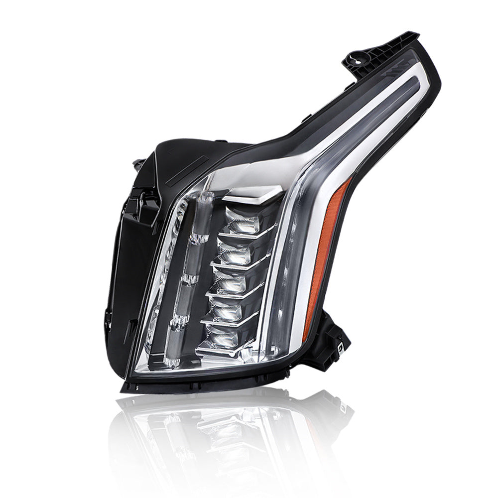 TOPPARTZ RH+LH Headlights For 2015-2020 Cadillac Escalade LED Black Housing Clear