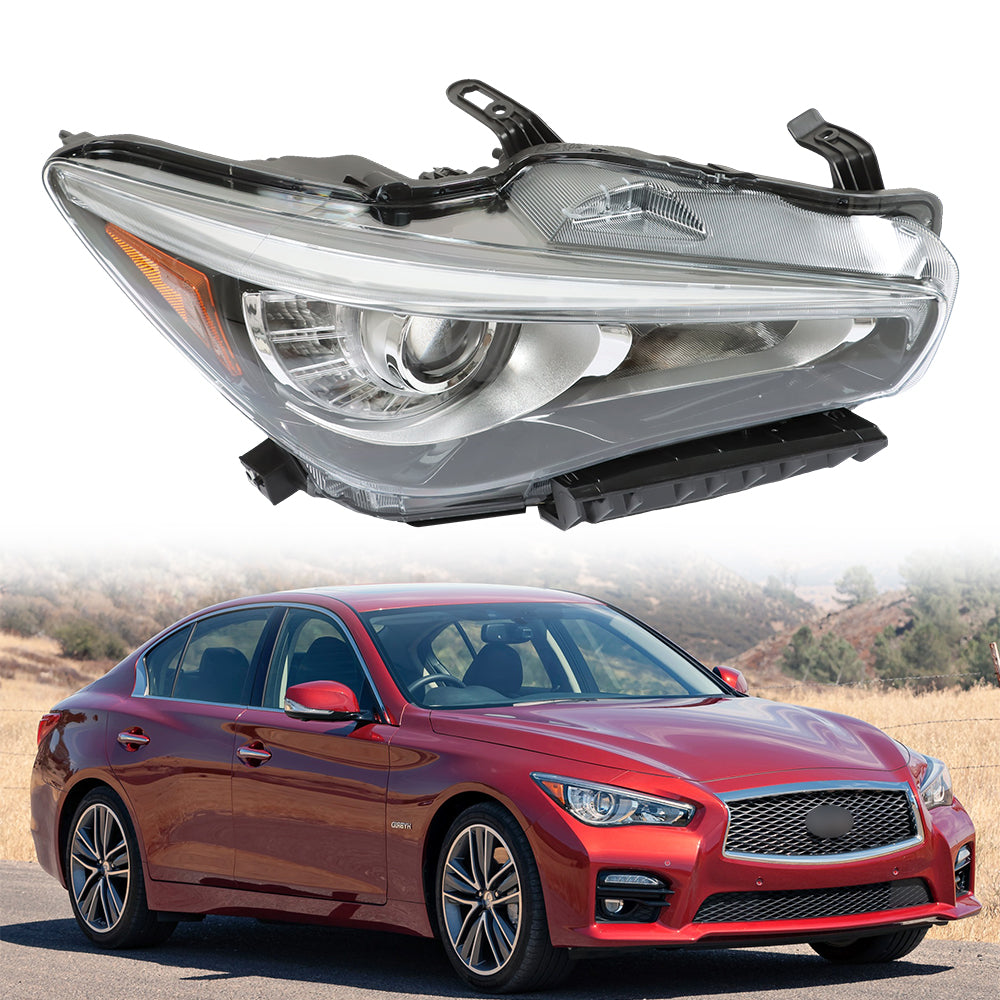 TOPPARTZ Right Side Headlights For 2014-2017 Infiniti Q50 LED Type W/o AFS Chrome