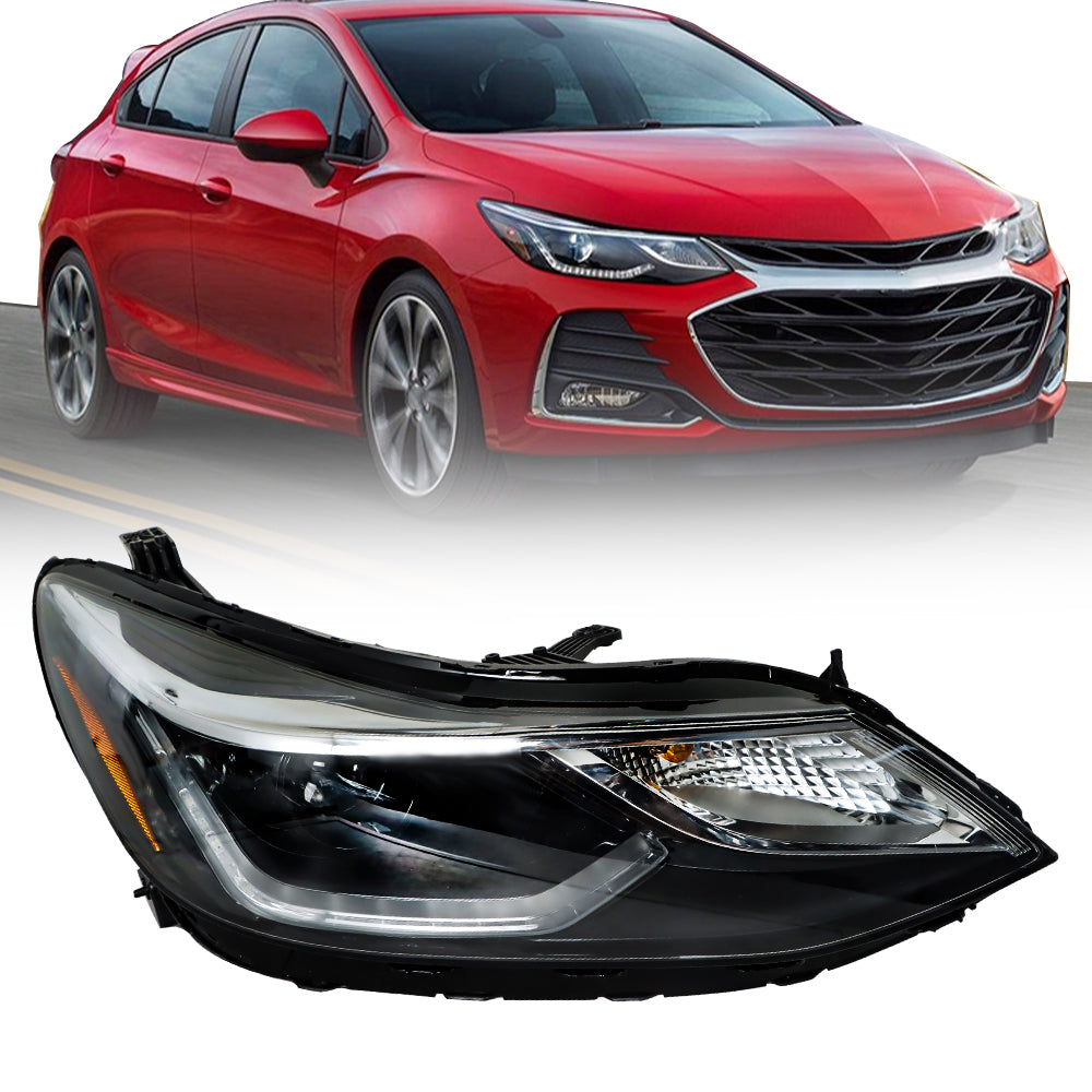 TOPPARTZ Headlight Assembly, Compatible Replacement for 2016-2019 Chevy Cruze Model w/LED DRL Halogen Projector Headlamp for Passenger Side