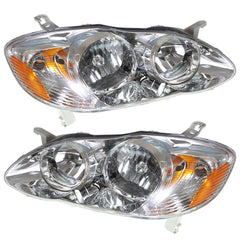 TOPPARTZ LH+RH Headlights Fit For 2003-2008 Toyota Corolla Halogen Chrome Lamps
