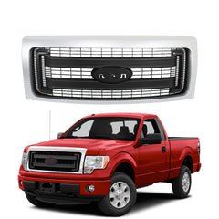 TOPPARTZ Front Upper Bumper Grill For 2009-2014  Ford F-150 Silver&Black Grille