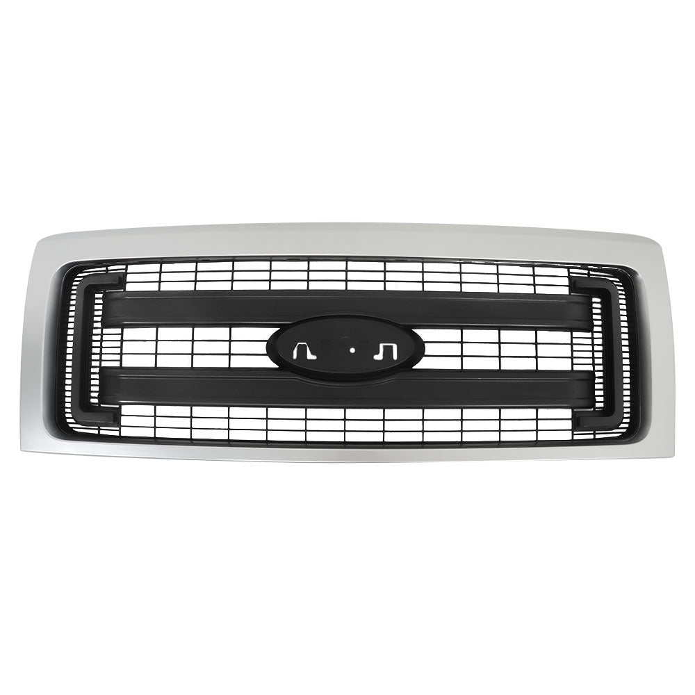 TOPPARTZ Front Upper Bumper Grill For 2009-2014  Ford F-150 Silver&Black Grille