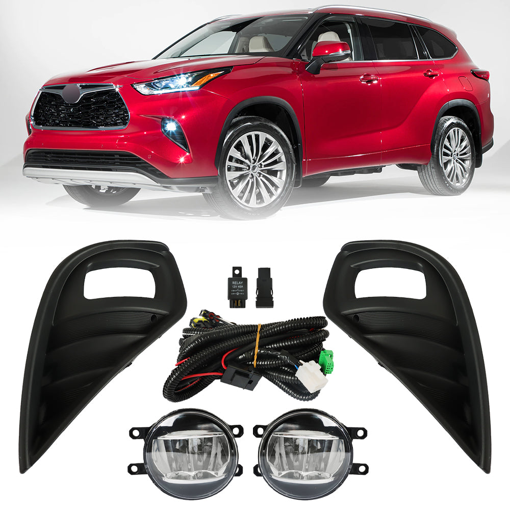 TOPPARTZ Right&Left LED Fog Lights For 2020-2022 Toyota Highlander W/Switch Wires