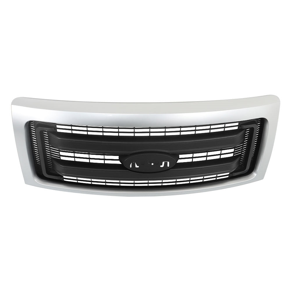 TOPPARTZ Front Upper Bumper Grill For 2009-2014  Ford F-150 Silver&Black Grille