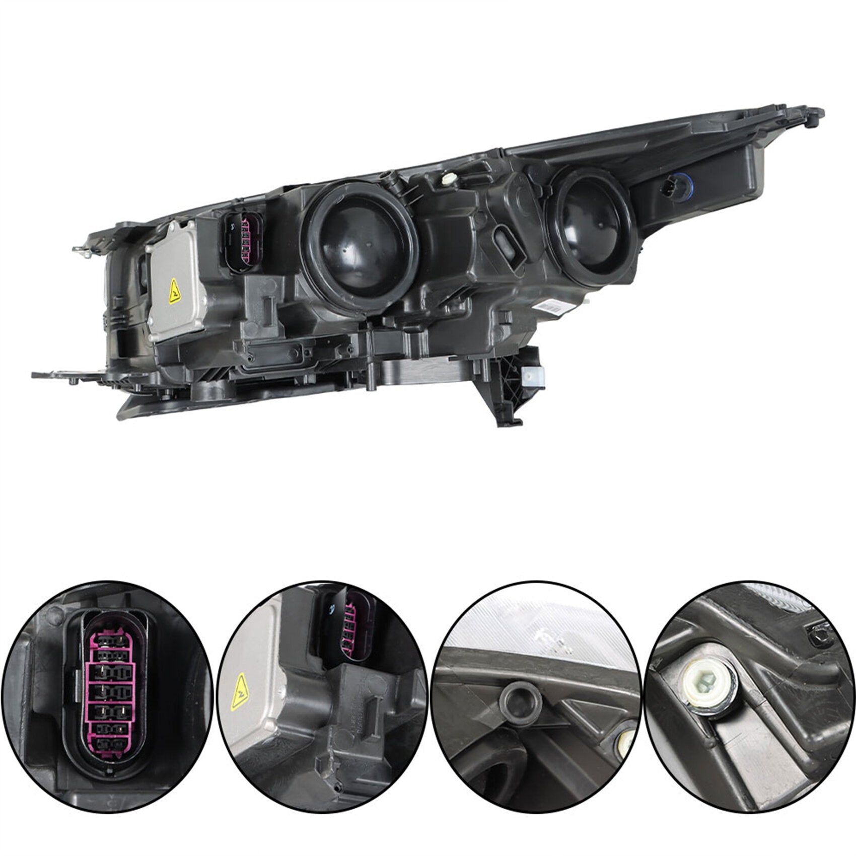 TOPPARTZ Headlight Assembly Replacement for 2017-2019 Ford Escape with LED DRL Chrome Halogen Right Passenger FO2503351