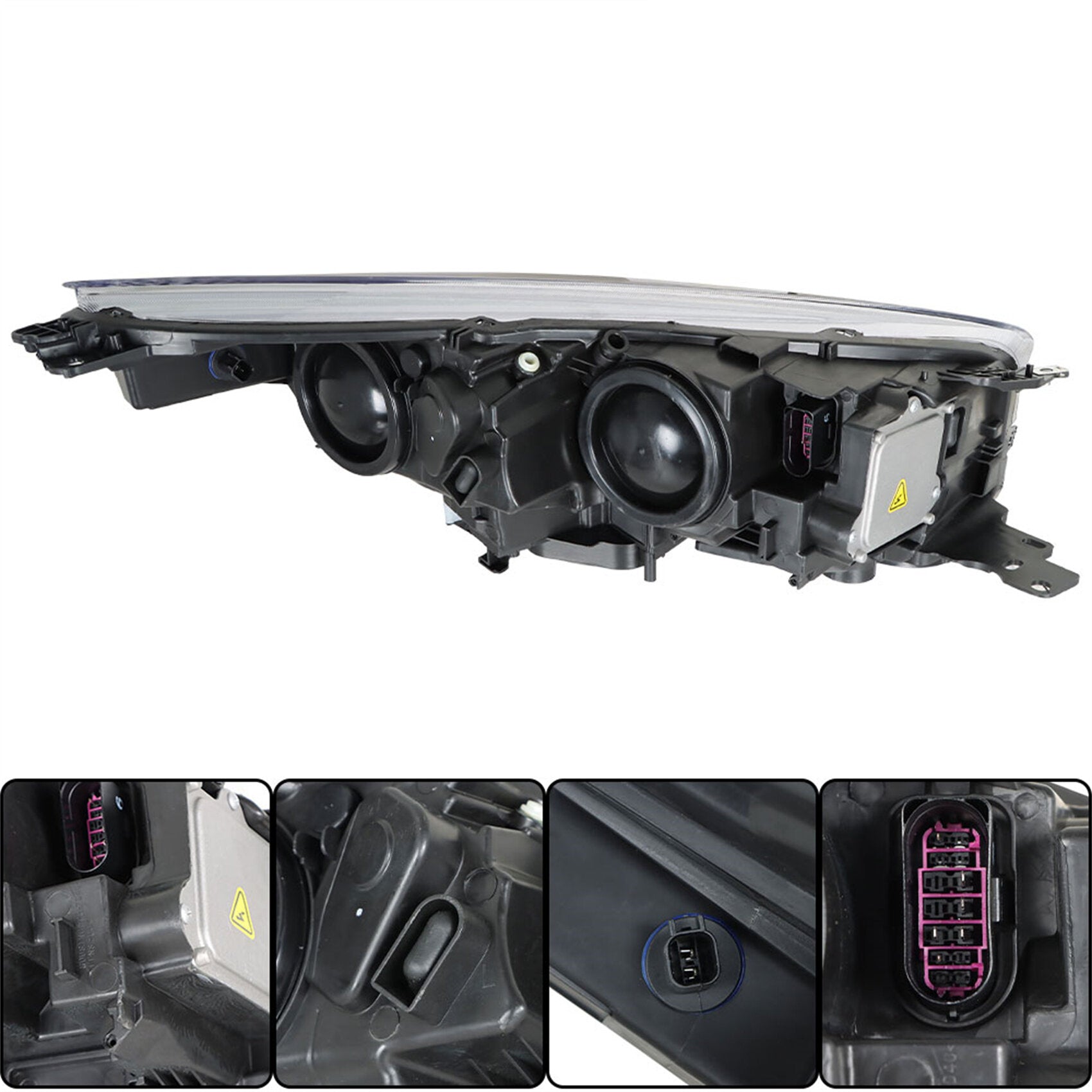 TOPPARTZ Headlight Assembly Replacement for 2017-2019 Ford Escape with LED DRL Chrome Halogen Left Driver FO2502351