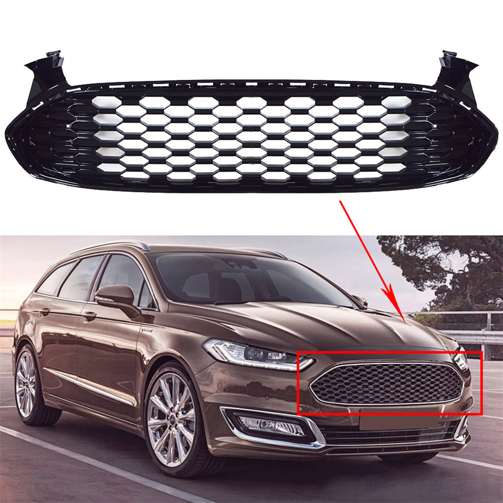TOPPARTZ Honeycomb Front Bumper Mesh Grill Grille for 2013-2016 Ford Fusion Gloss Black