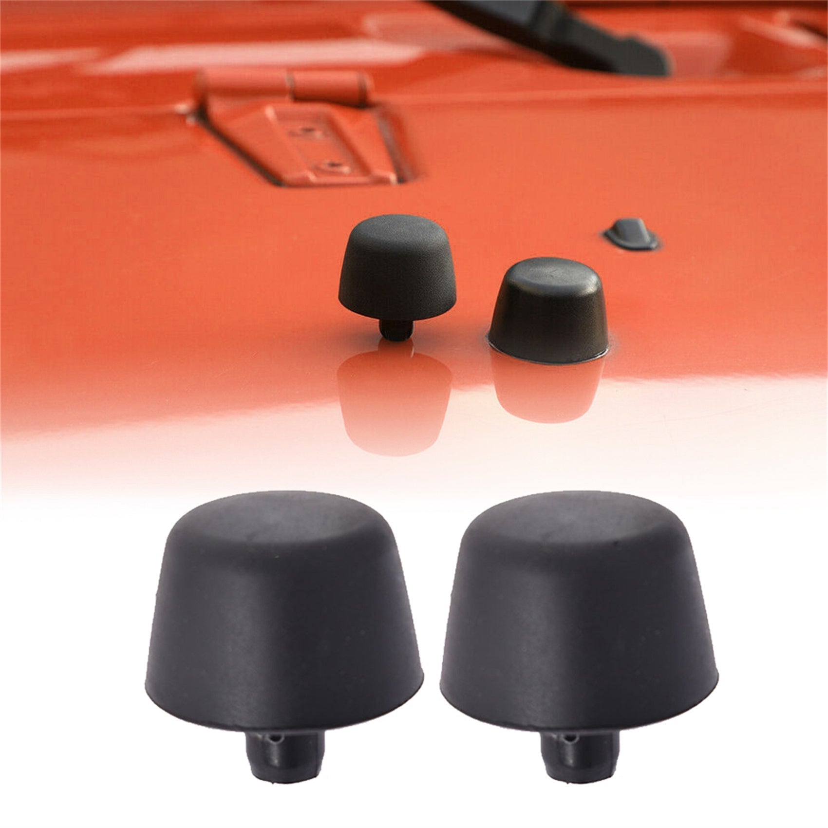 2 Black Rubber Bumper Cushion Hood Stoppers For 07-18 Jeep Wrangler Jk Body