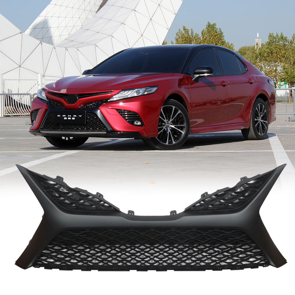 TOPPARTZ Front Upper & Lower Bumper Grille For 2018-2019 Toyota Camry SE/XSE  Matte Black