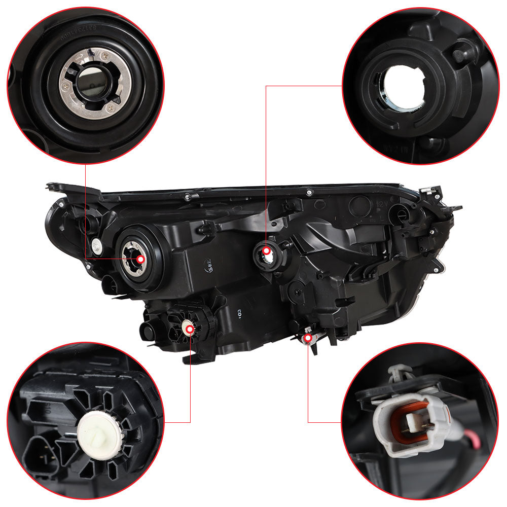 Halogen Projector Headlights Tube Bar Pair Left+Right For 2016-2018 Toyota Rav4