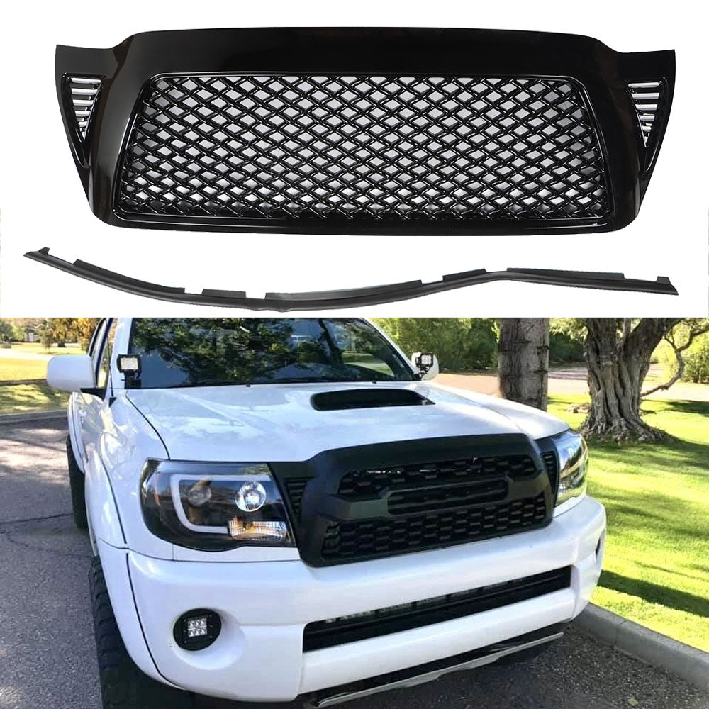 Front Upper Bumper Grille Grill Black Replacement For 2005-2011 Toyota Tacoma