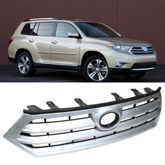 TOPPARTZ Grille Grill Bumper Front Upper For 2011-2013 Toyota Highlander Silver Black