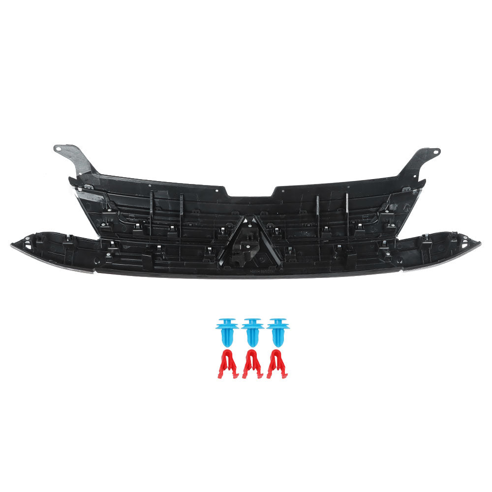Front Upper Grille For 2019-2020 Mitsubishi Outlander Black & Silver Plastic