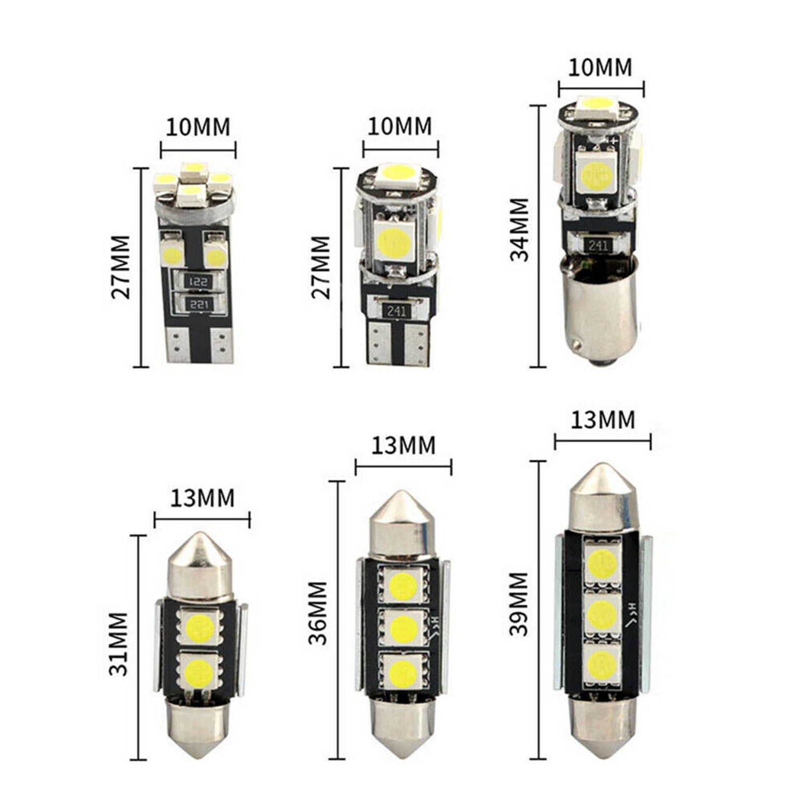 23Pc LED White Bulb Car Light Inside Reverse Light Dome License Plate Lamp Error