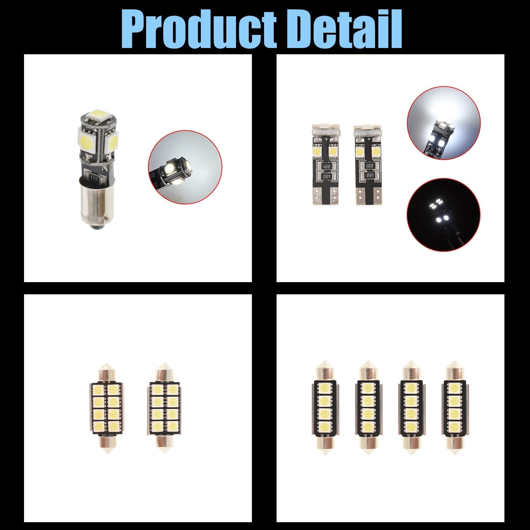 23Pc LED White Bulb Car Light Inside Reverse Light Dome License Plate Lamp Error