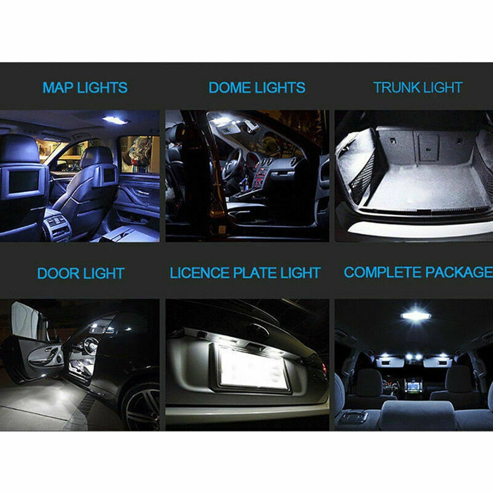 23Pc LED White Bulb Car Light Inside Reverse Light Dome License Plate Lamp Error