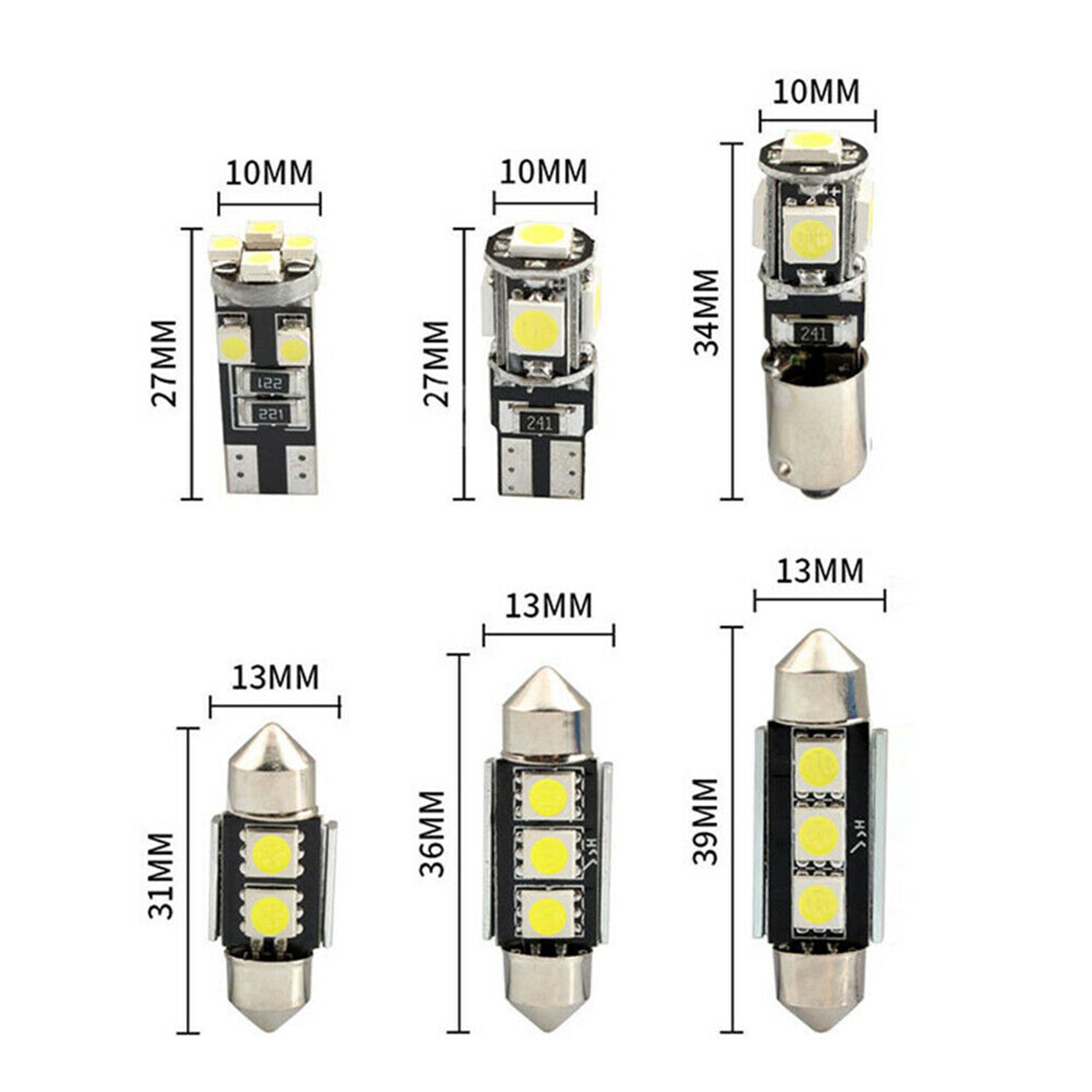 23Pc LED White Bulb Car Light Inside Reverse Light Dome License Plate Lamp Error