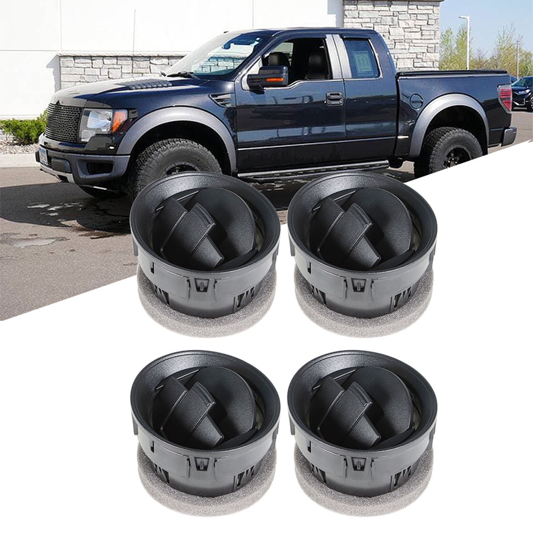 TOPPARTZ 4 Dashboard Louvers AC Heater Air Vent Louvre Interior Black For Ford F150 09-14