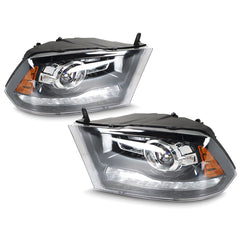 TOPPARTZ LED Tube Headlights Replacement for 2009-2018 Ram 1500 2500 3500 Halogen Headlamps Assembly Passenger & Driver Side