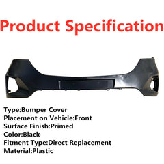 TOPPARTZ Front Bumper Cover Upper Fit for Chevy Chevrolet Equinox 2018 2019 Black