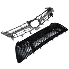 TOPPARTZ Front Plastic Grille Bumper For 2015-2017 Toyota Camry SE Black Upper Lower